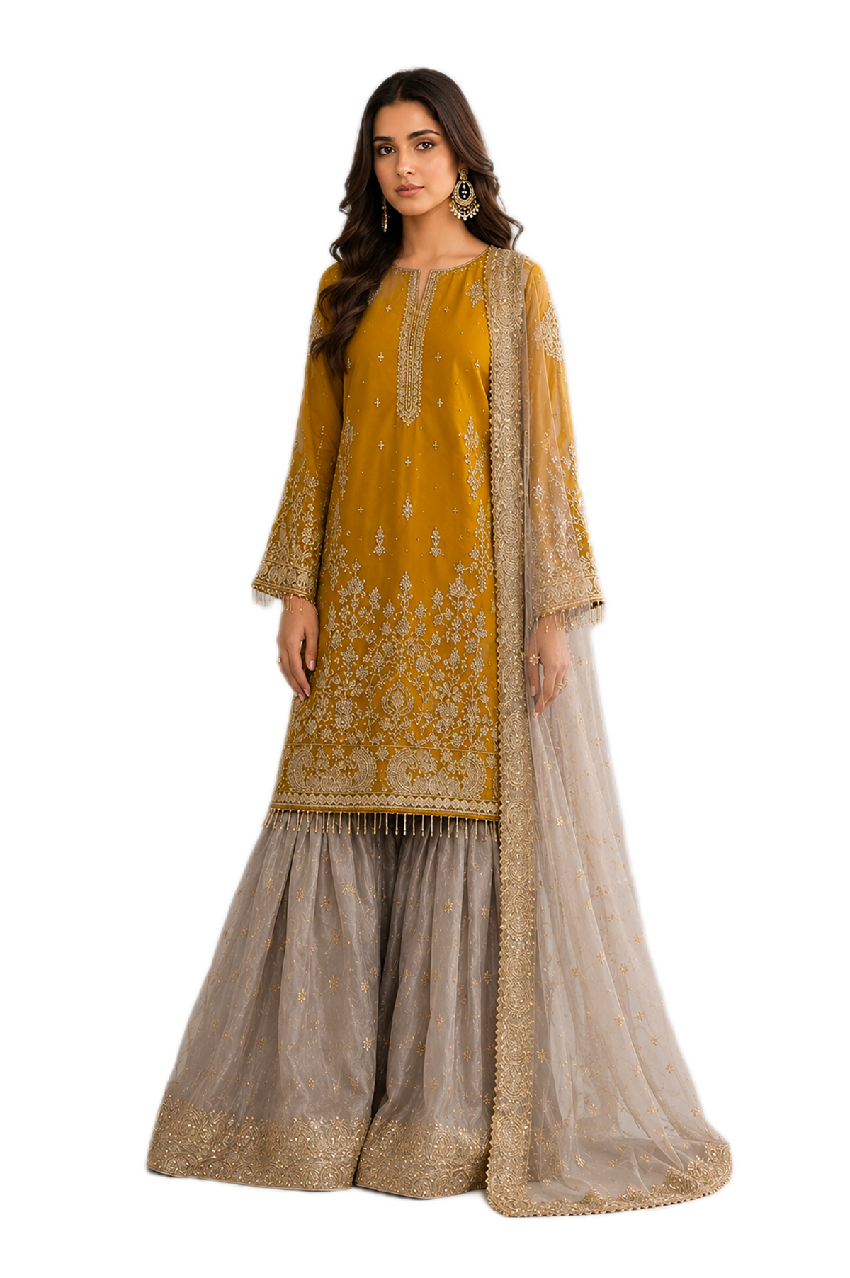 Regal Mustard Sharara Suit