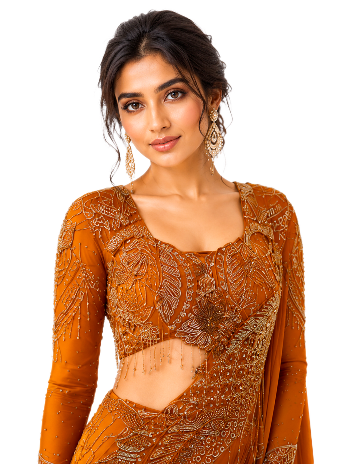 Orange Heavy Drape Saree