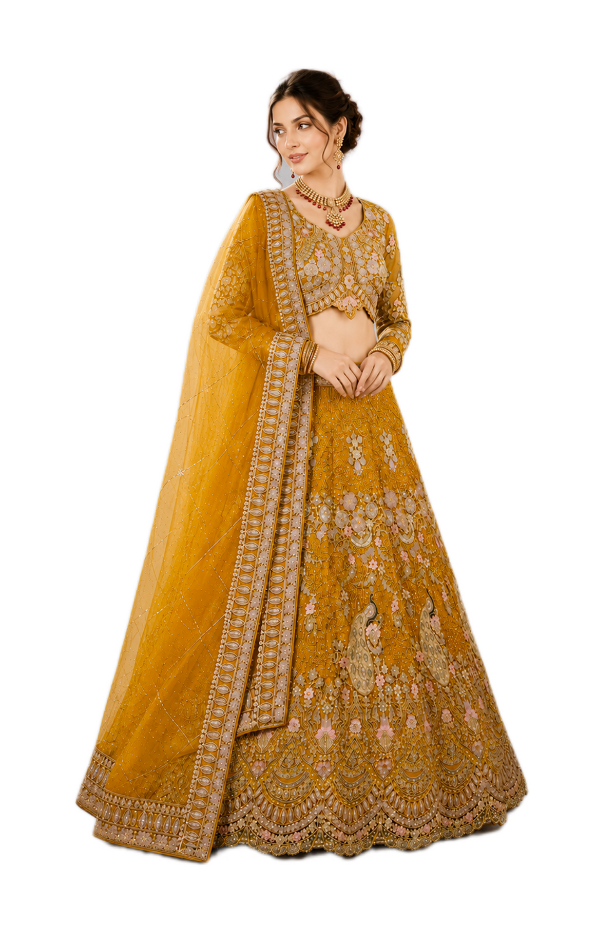 Peacock Embroidered Lehenga Set