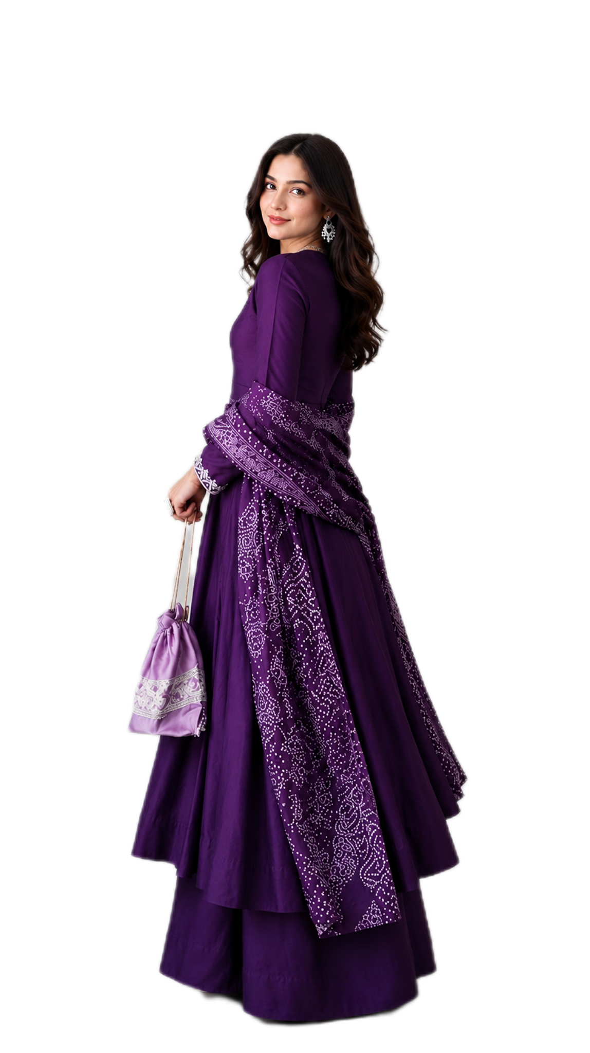 Classic Purple Anarkali Set
