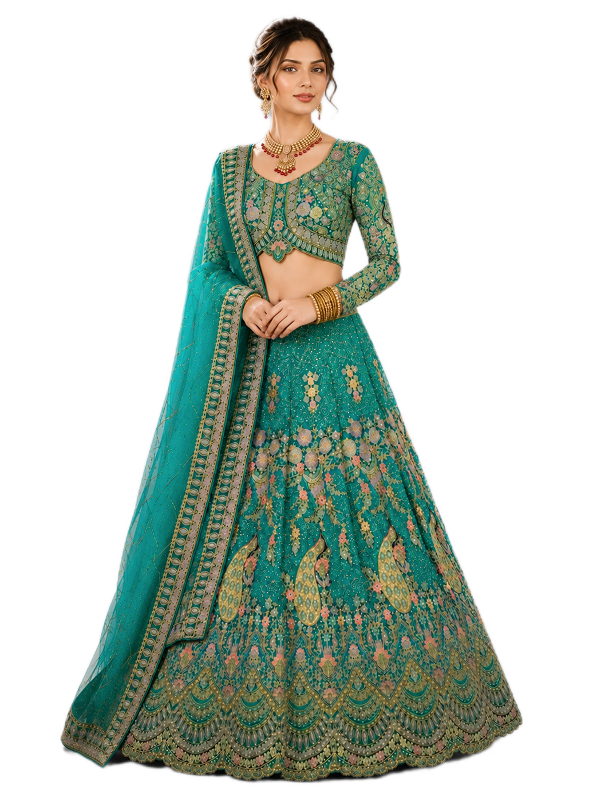 Floral Sequins Embroidered Lehenga Set