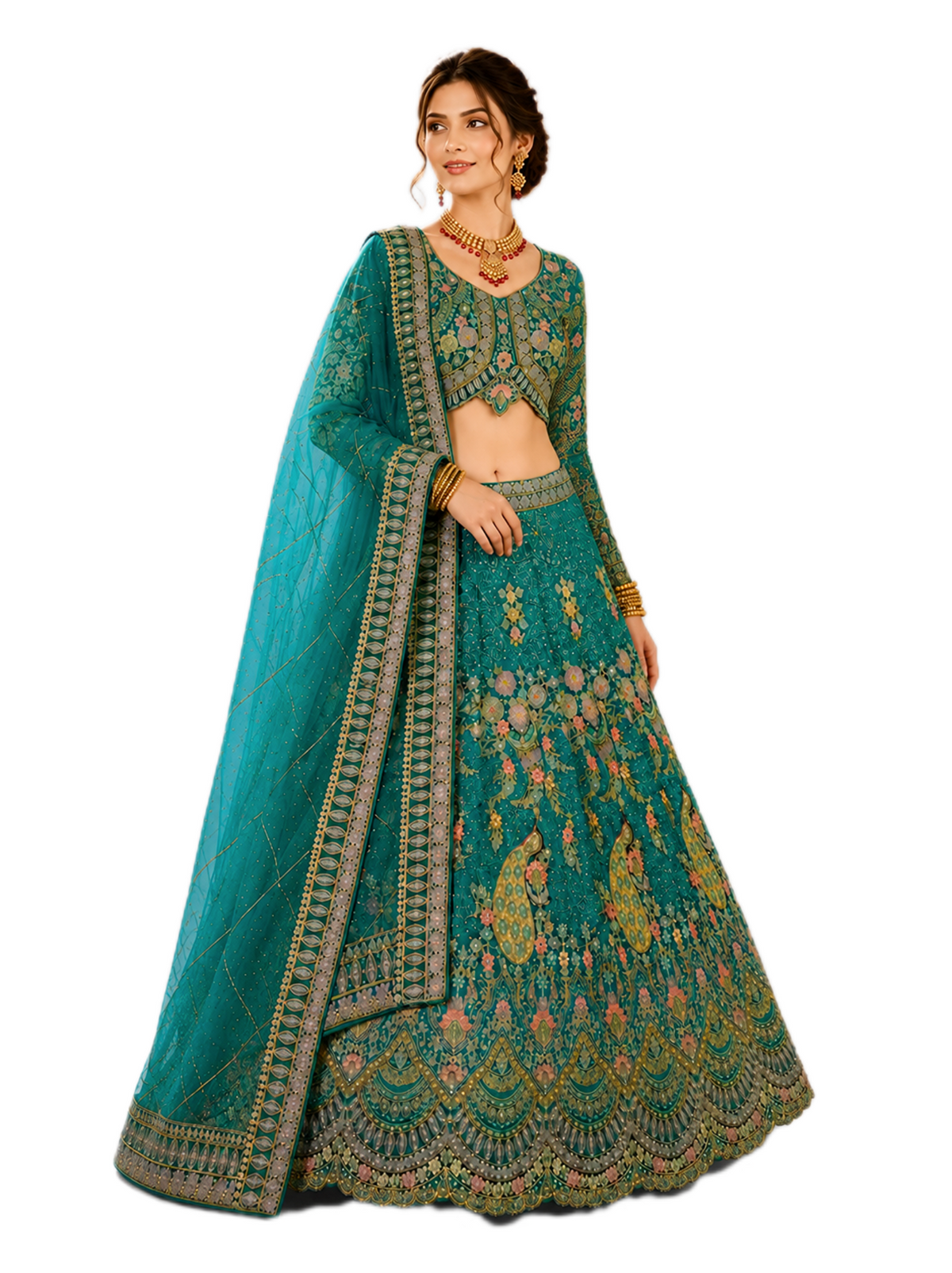 Floral Sequins Embroidered Lehenga Set