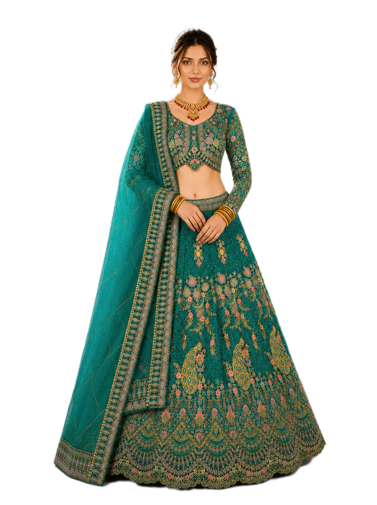 Floral Sequins Embroidered Lehenga Set