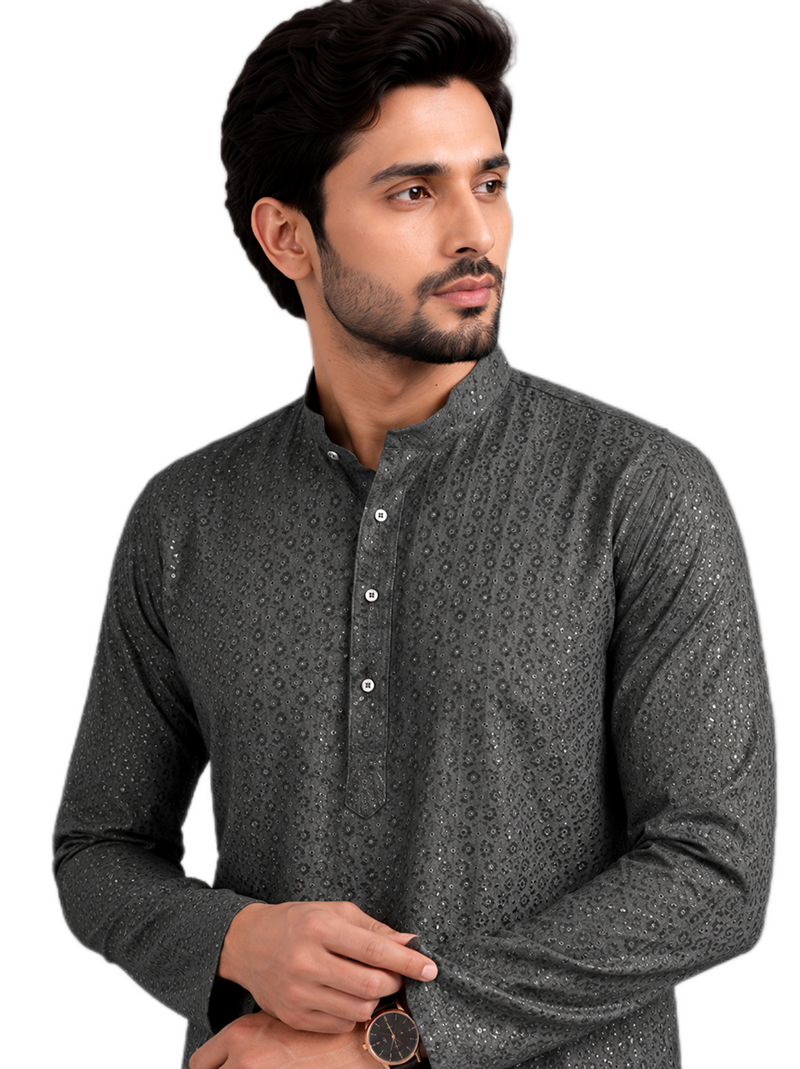 Heritage Grey Kurta Set