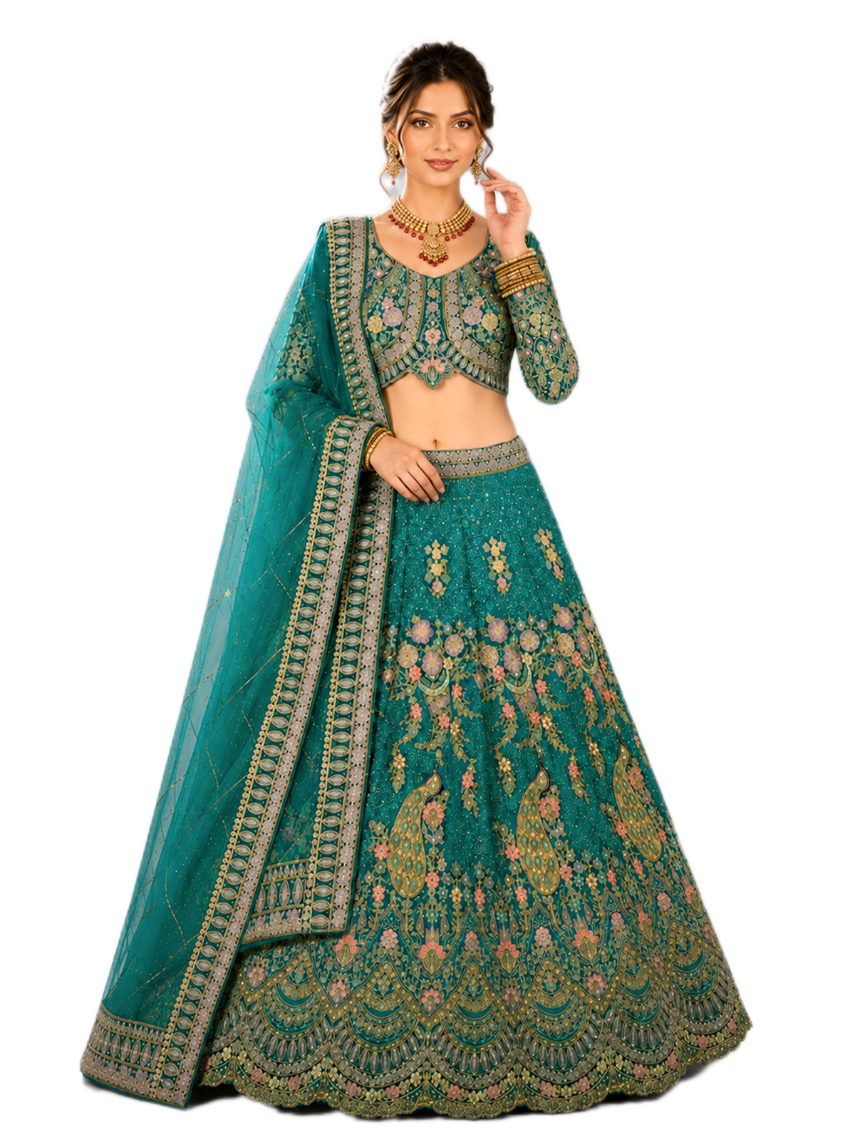Floral Sequins Embroidered Lehenga Set