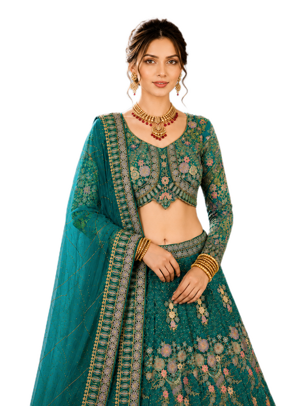 Floral Sequins Embroidered Lehenga Set