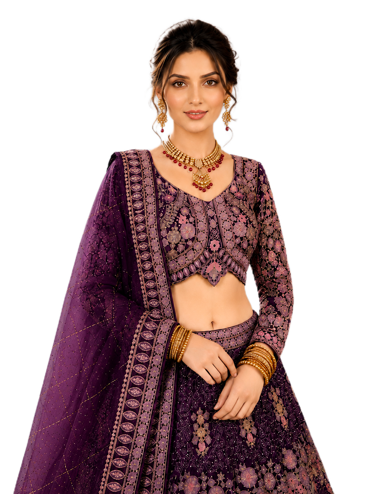 Peacock Artwork Lehenga Set