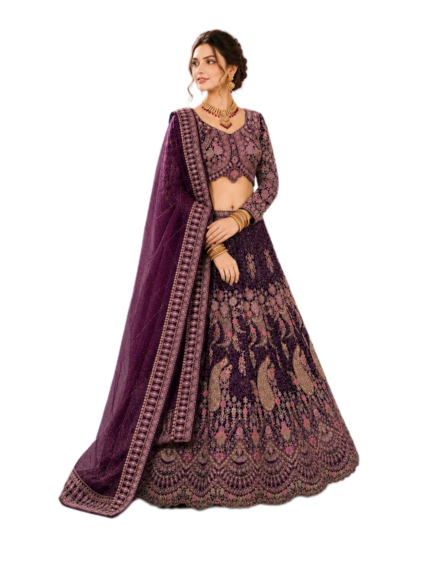 Peacock Artwork Lehenga Set