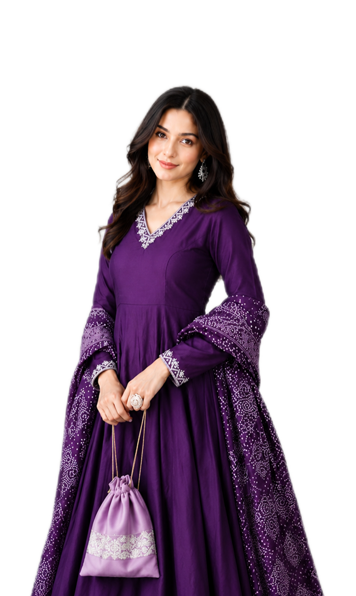 Classic Purple Anarkali Set