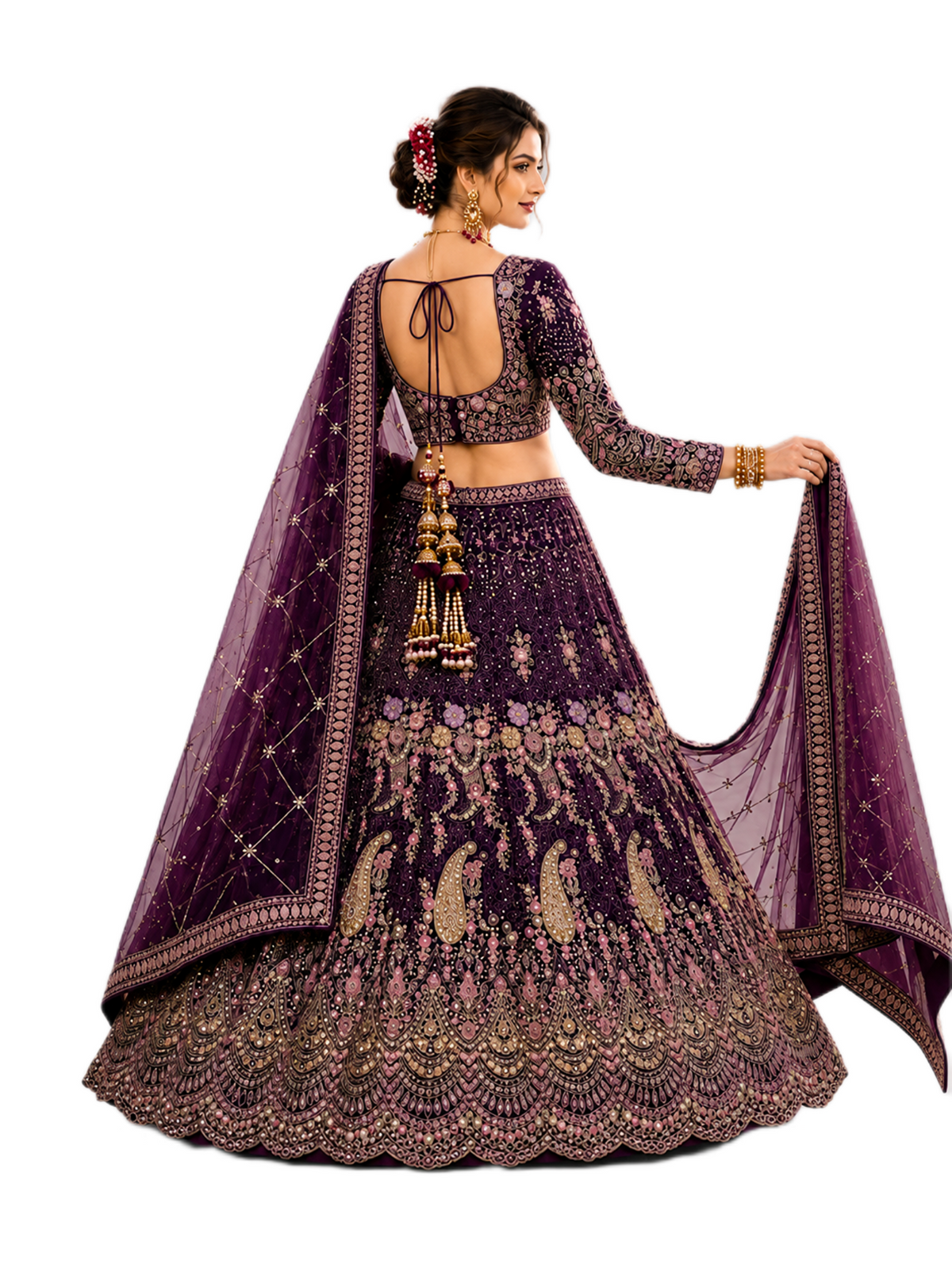 Peacock Artwork Lehenga Set