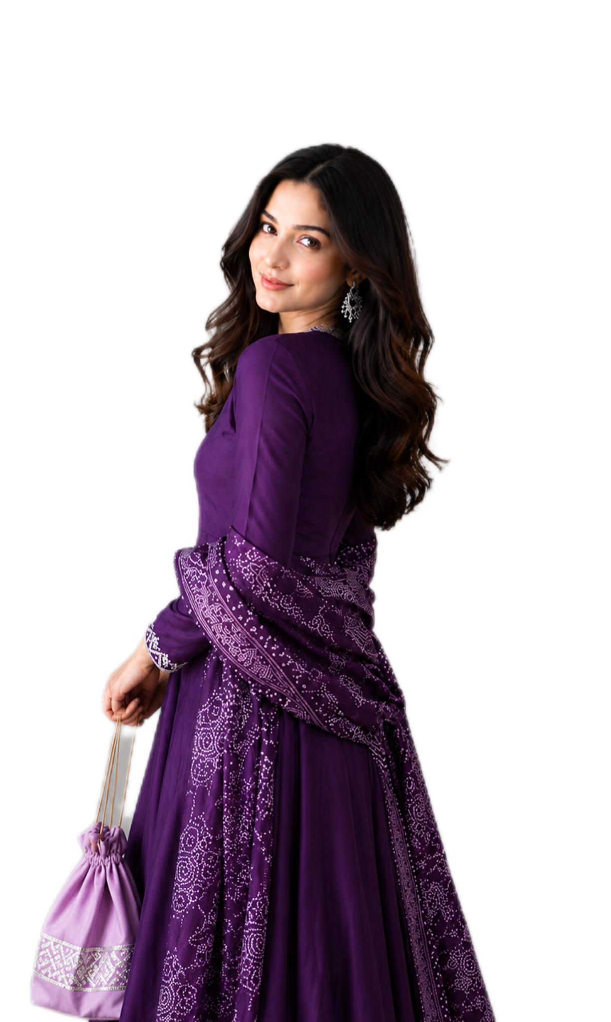 Classic Purple Anarkali Set