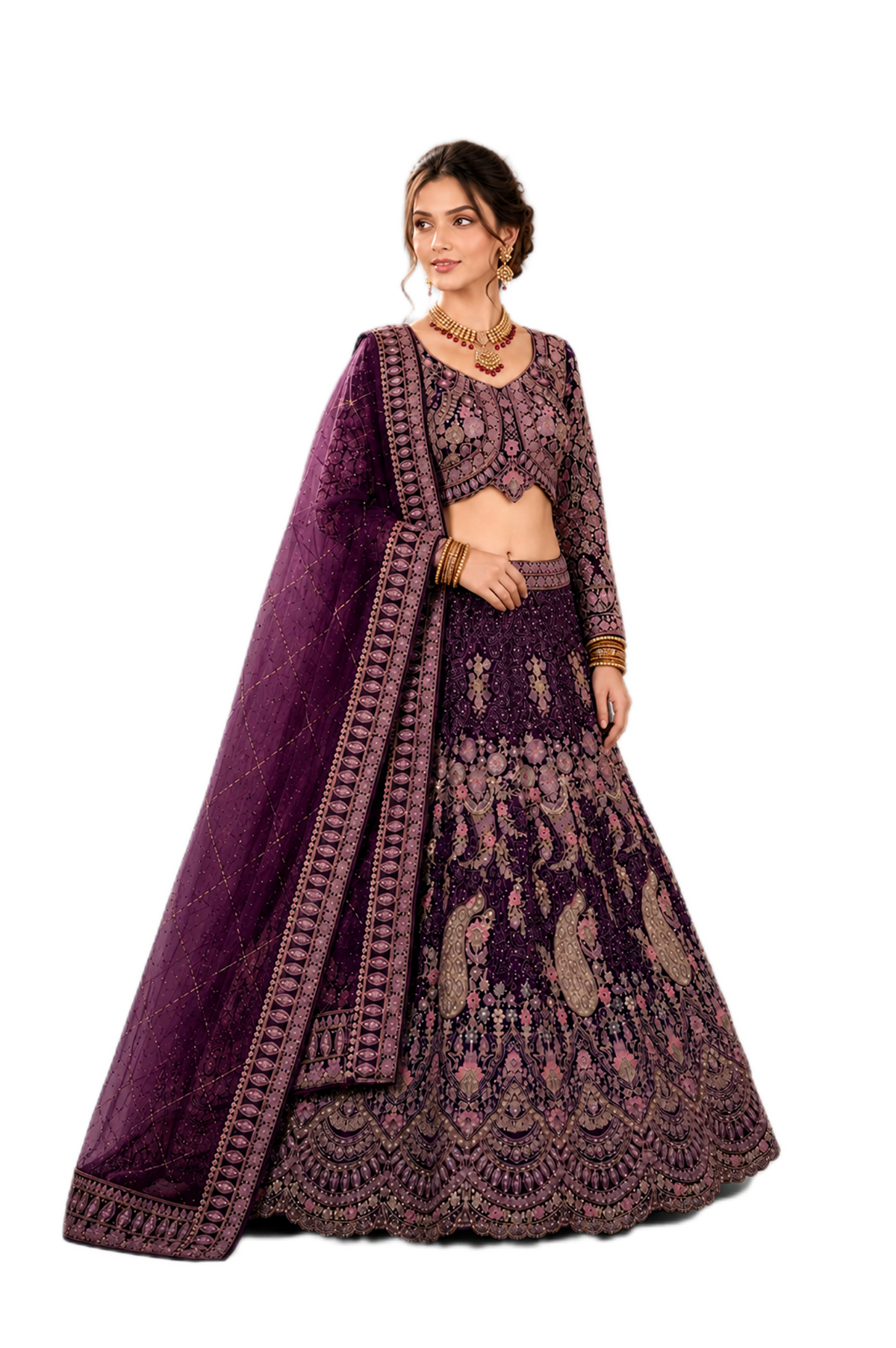 Peacock Artwork Lehenga Set