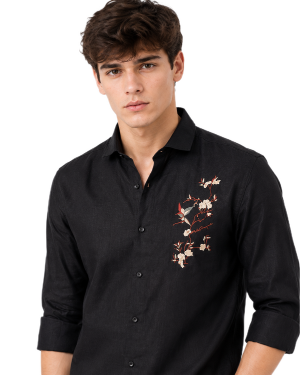 Midnight Black Linen Shirt