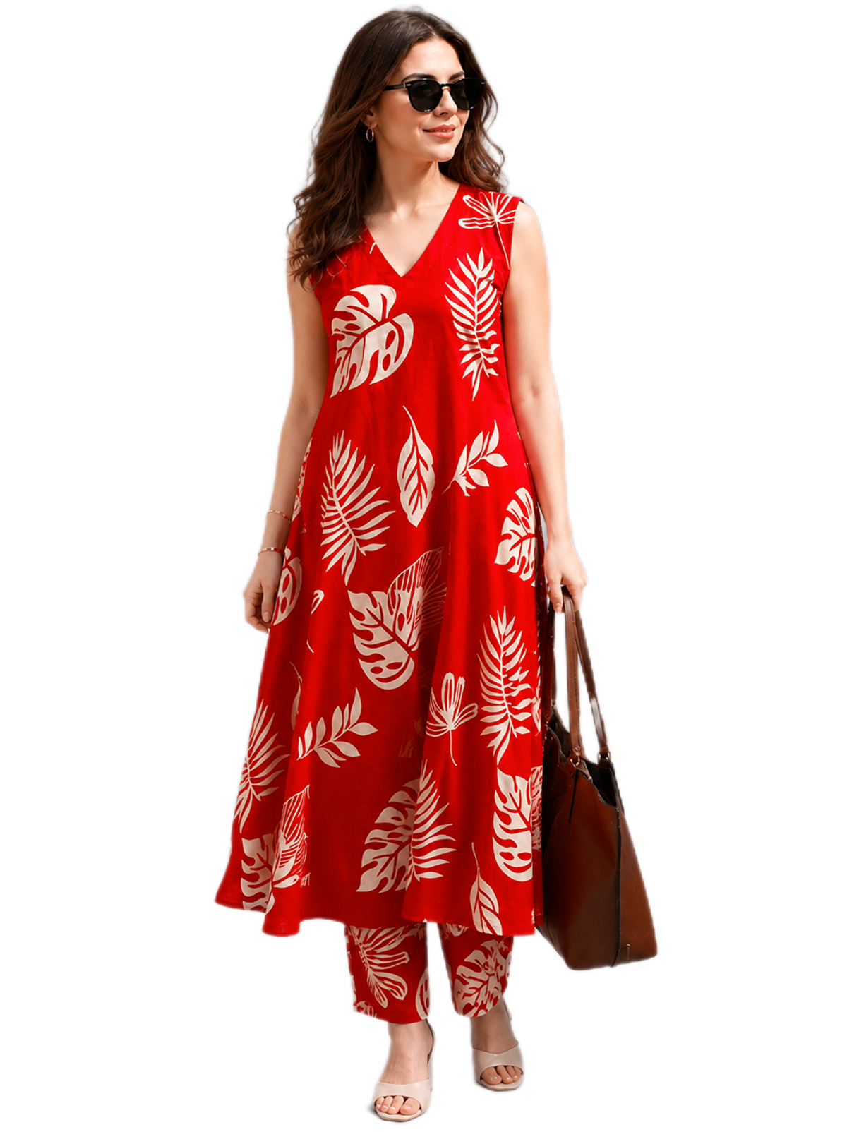 Crimson Red Printed Set