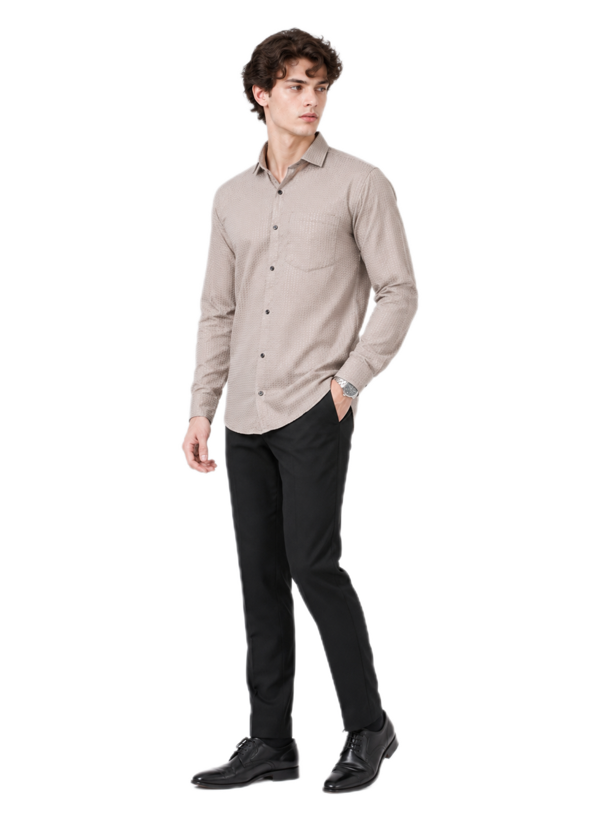Classic Beige Textured Shirt