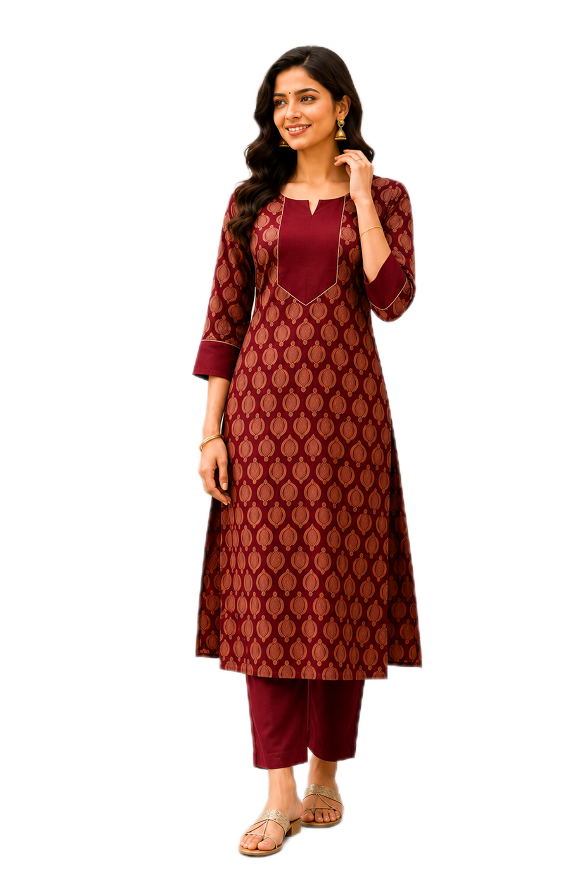 Classic Maroon Printed Kurti