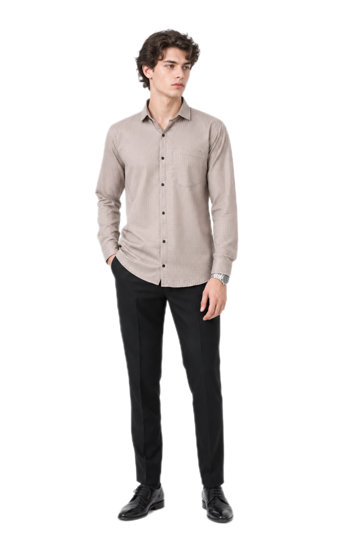 Classic Beige Textured Shirt