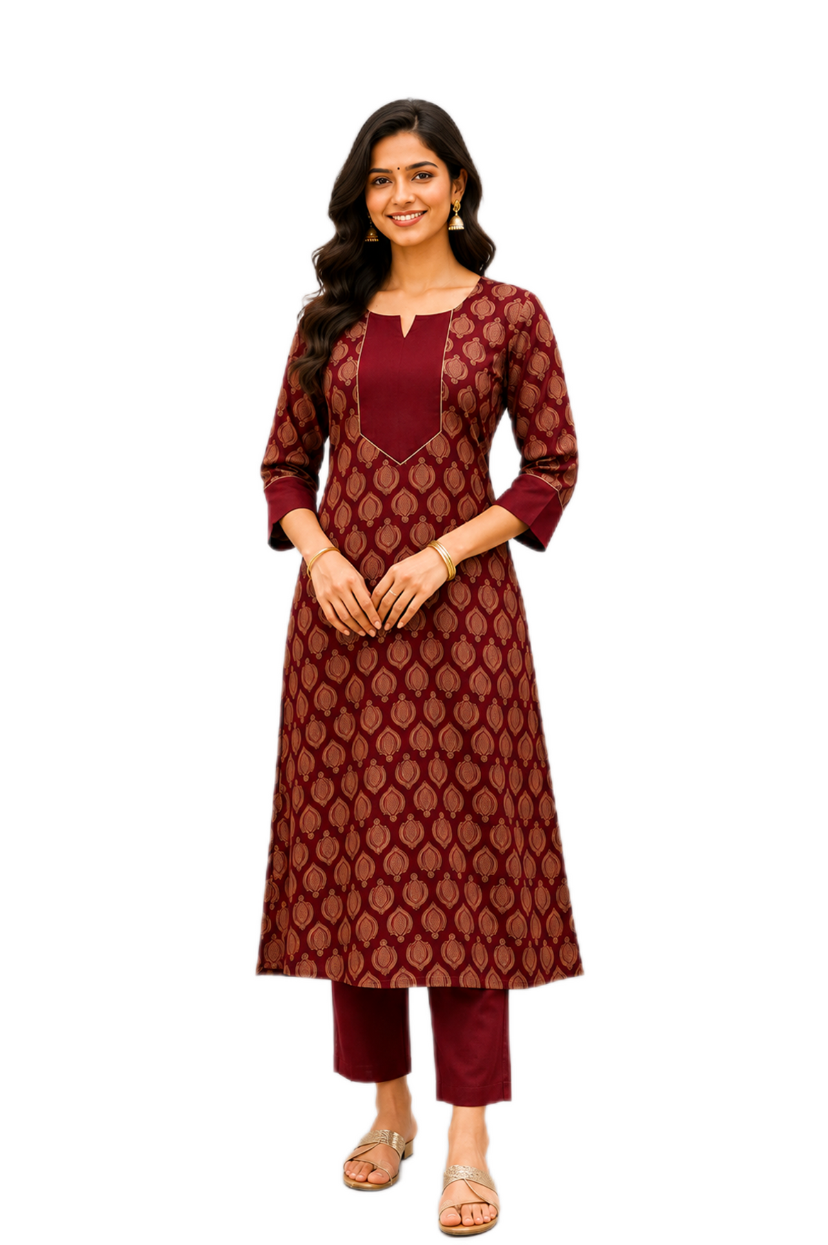 Classic Maroon Printed Kurti