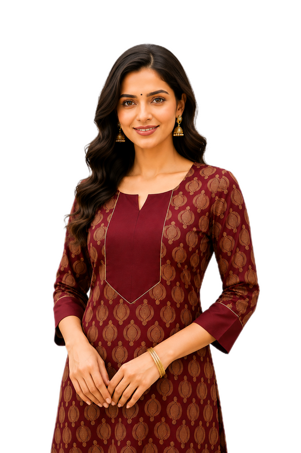Classic Maroon Printed Kurti