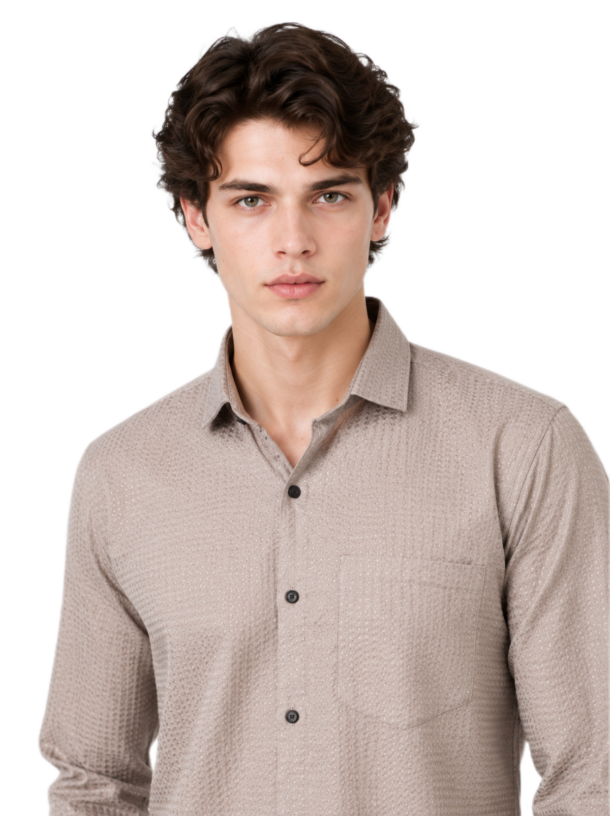 Classic Beige Textured Shirt