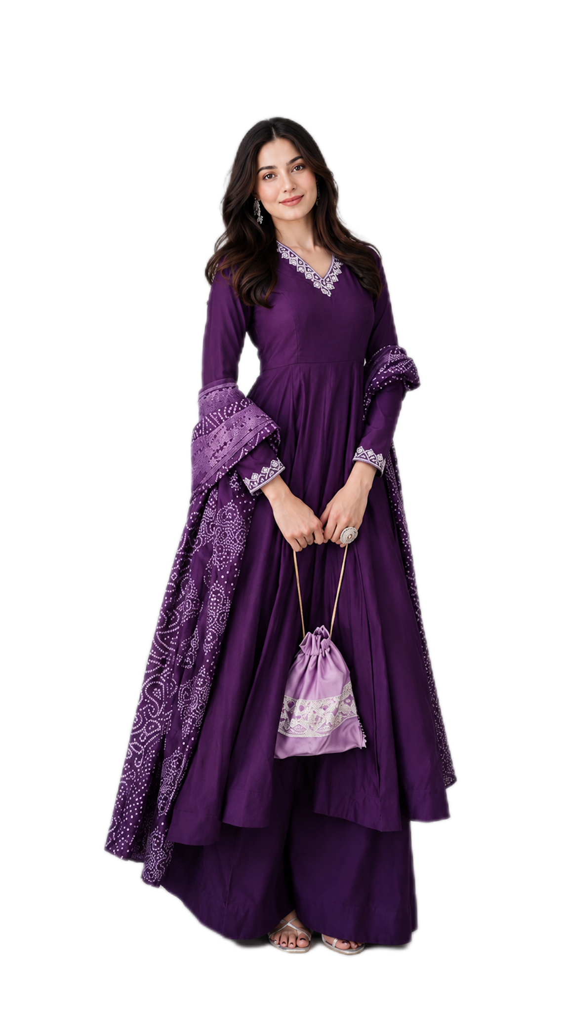 Classic Purple Anarkali Set