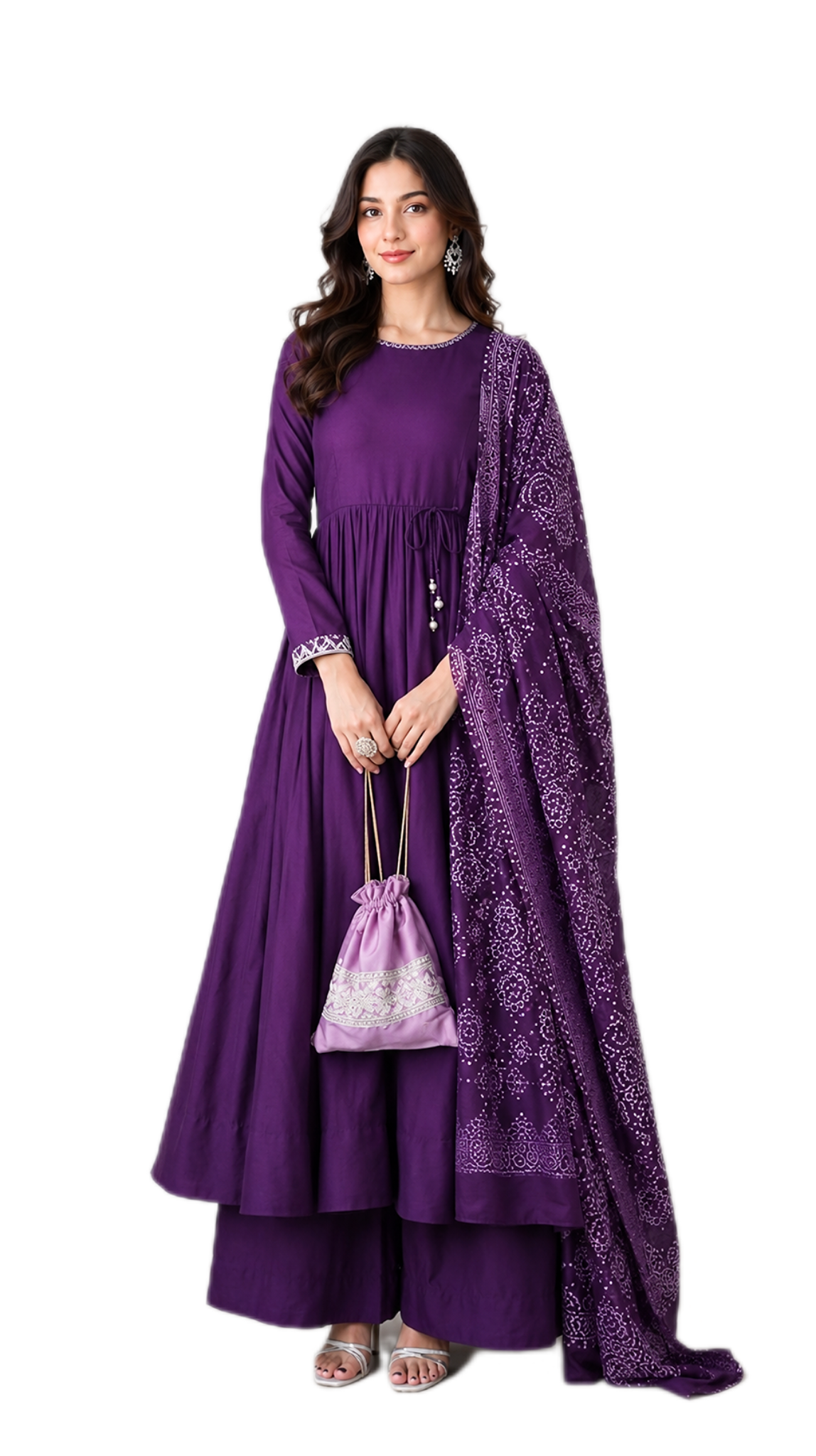 Classic Purple Anarkali Set