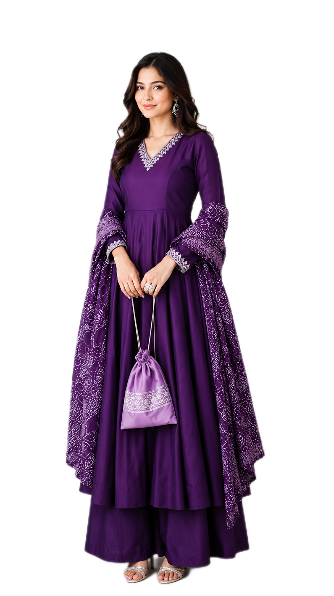 Classic Purple Anarkali Set
