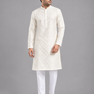 Royal Ivory Embroidered Kurta Set Featuring Timeless Elegance