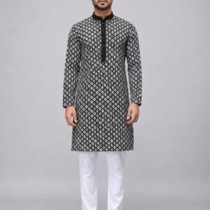 Regal Black Embroidered Kurta Set Featuring Timeless Sophistication