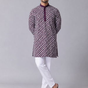 Royal Wine Embroidered Kurta Set Featuring Timeless Elegance