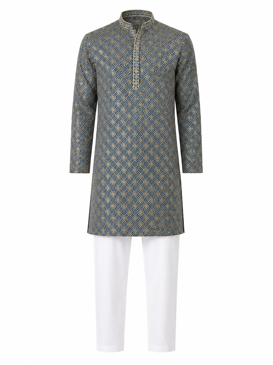 Classic Ivory Embroidered Kurta Set Featuring Timeless Lucknowi Craftsmanship