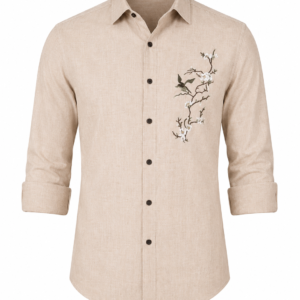 Signature Ivory Linen Shirt with Artistic Threadwork