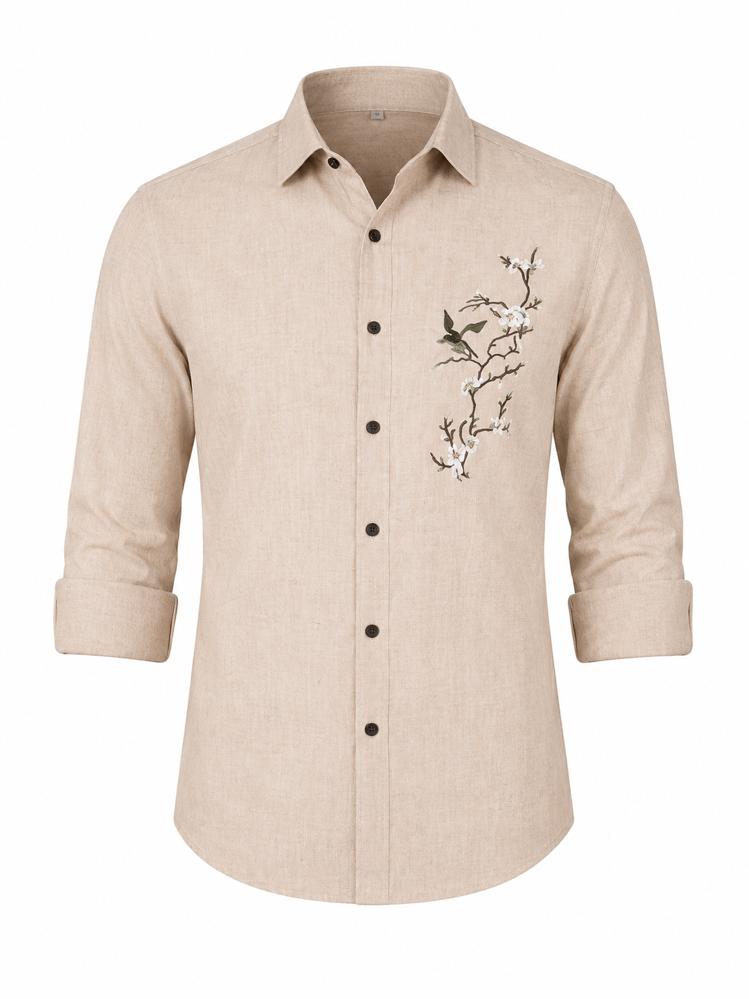 Signature Ivory Linen Shirt with Artistic Threadwork