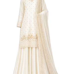 Royal Ivory Embroidered Palazzo Suit Set Featuring Bead & Sequin Detailing