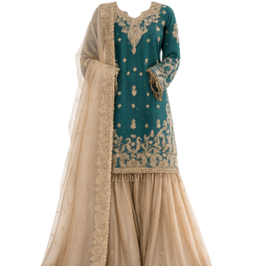 Designer Embroidered Sharara Suit with Dupatta Set