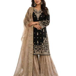 Designer Embroidered Sharara Suit Set with Dupatta