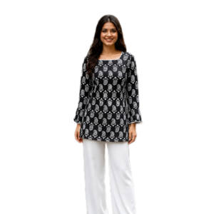 Printed Cotton Short Kurti Featuring Timeless Ethnic Patterns